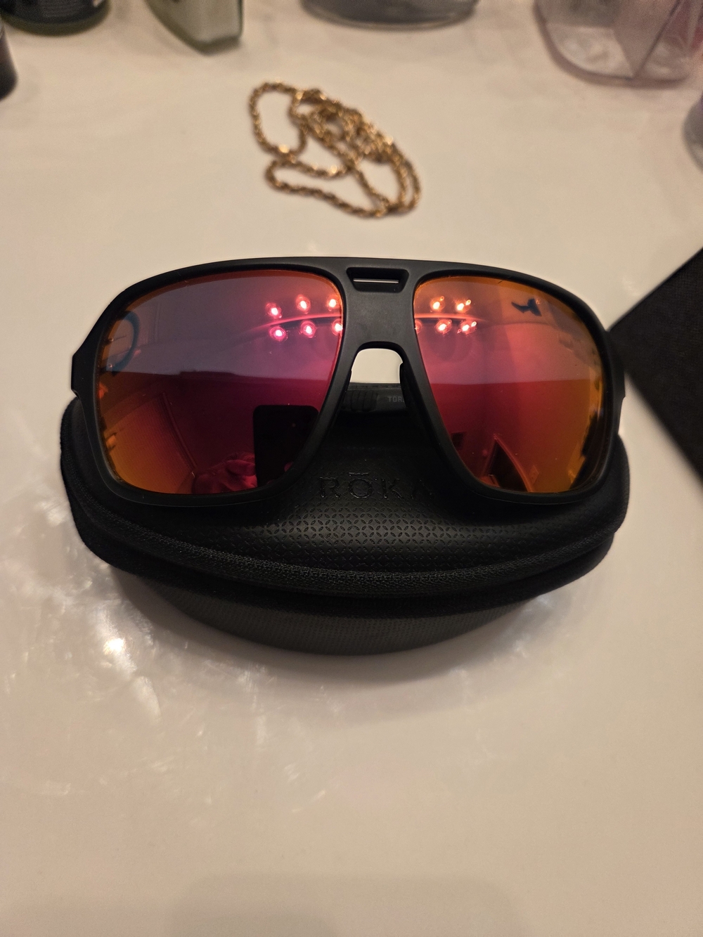 Roka Torino Men's Sport Sunglasses with Red Mirrored Lenses